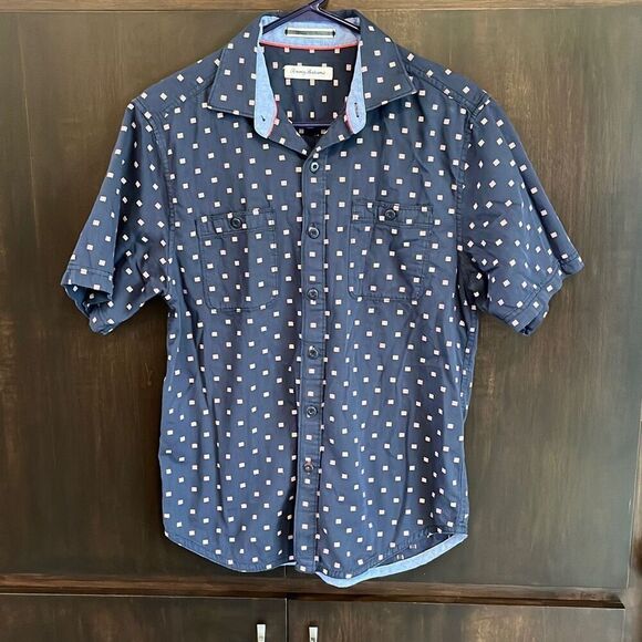 Tommy Bahama Men’s Cotton Button Up Shirt Short Sleeve Small Patriotic - Picture 2 of 6